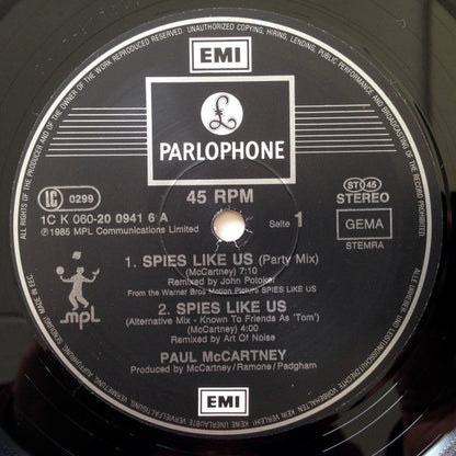 Paul McCartney : Spies Like Us (Party Mix) (12", Maxi)
