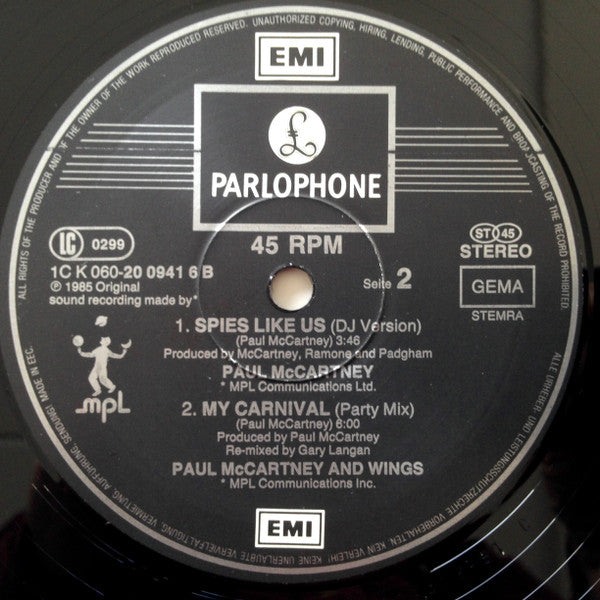 Paul McCartney : Spies Like Us (Party Mix) (12", Maxi)