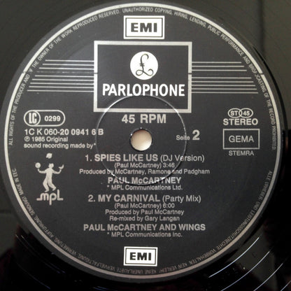 Paul McCartney : Spies Like Us (Party Mix) (12", Maxi)