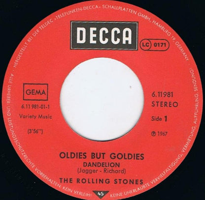 The Rolling Stones : Dandelion / We Love You (7", Single, RE)