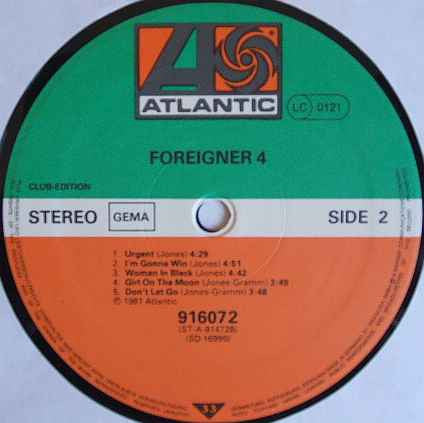 Foreigner : 4 (LP, Album, Club)