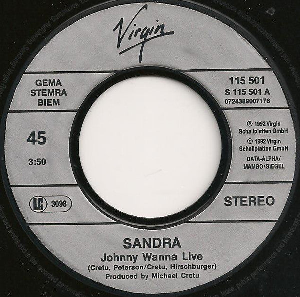 Sandra : Johnny Wanna Live (7", Single)