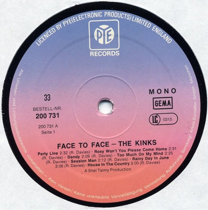 The Kinks : Face To Face (LP, Album, Mono, RE)