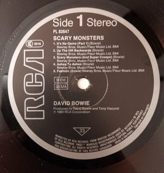 David Bowie : Scary Monsters (LP, Album, RE)