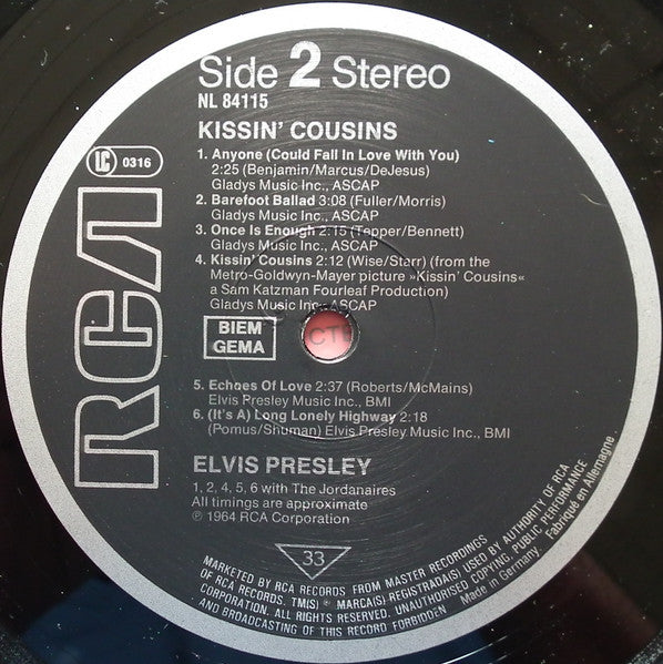 Elvis* : Kissin' Cousins (LP, Album, RE)