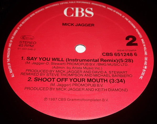 Mick Jagger : Say You Will (12", Maxi)
