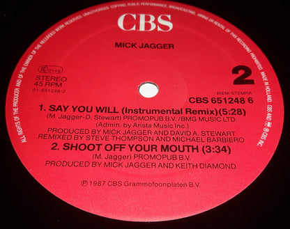 Mick Jagger : Say You Will (12", Maxi)