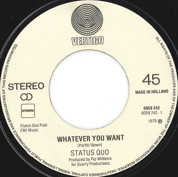 Status Quo : Whatever You Want (7", Single)