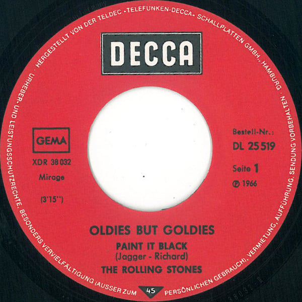 The Rolling Stones : Paint It Black (7", Single, RE, 1st)