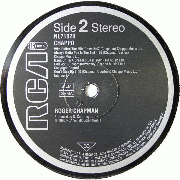 Roger Chapman : Chappo (LP, Album, RE)