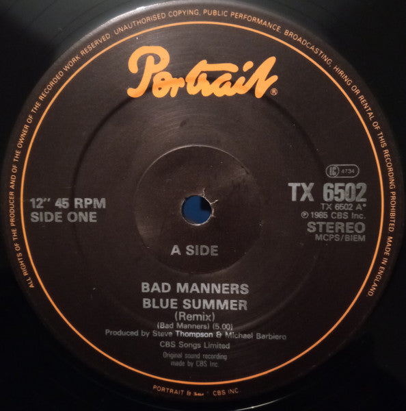 Bad Manners : Blue Summer (Remix) (12")