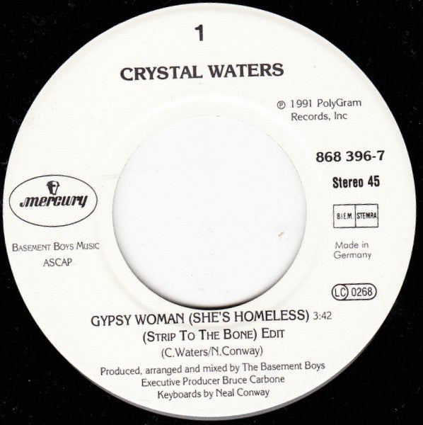 Crystal Waters : Gypsy Woman (La Da Dee La Da Da) (7", Single, RP, Pap)