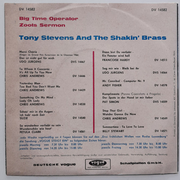 Tony Stevens* : Big Time Operator / Zoots Sermon (7", Single, dif)