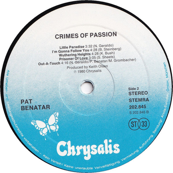 Pat Benatar : Crimes Of Passion (LP, Album)
