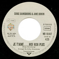 Jane Birkin Avec Serge Gainsbourg : Je T'aime... Moi Non Plus (7", Single, RE)