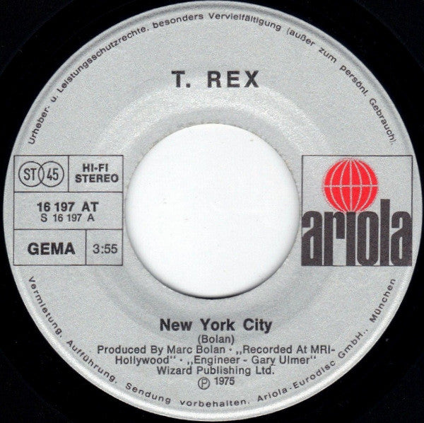T. Rex : New York City (7", Single)