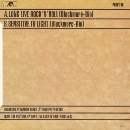 Rainbow : Long Live Rock 'N' Roll / Sensitive To Light (7", Single, RE)