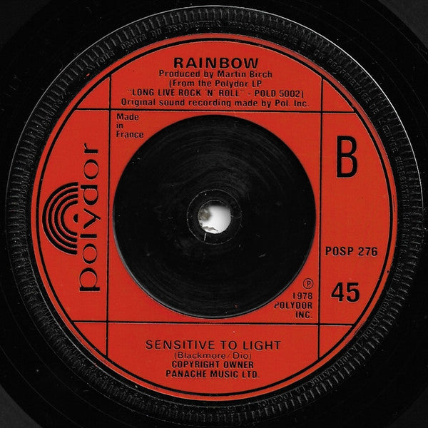 Rainbow : Long Live Rock 'N' Roll / Sensitive To Light (7", Single, RE)