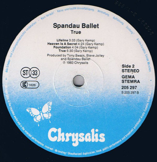Spandau Ballet : True (LP, Album)