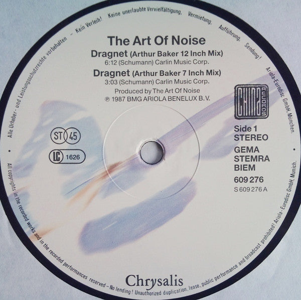 The Art Of Noise : Dragnet (12", Maxi)