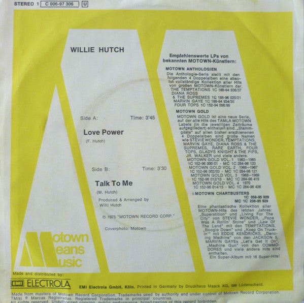 Willie Hutch : Love Power (7", Single)