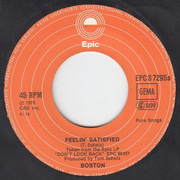 Boston : Feelin' Satisfied (7", Single)