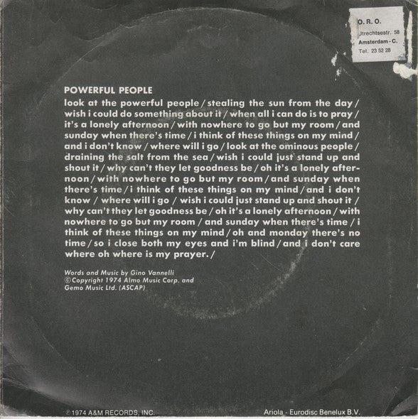 Gino Vannelli : Powerful People (7")