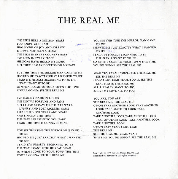 The Eric Burdon Band* : The Real Me (7", Single)