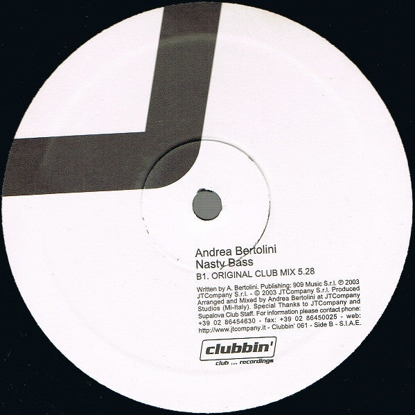 Andrea Bertolini : Nasty Bass (12")