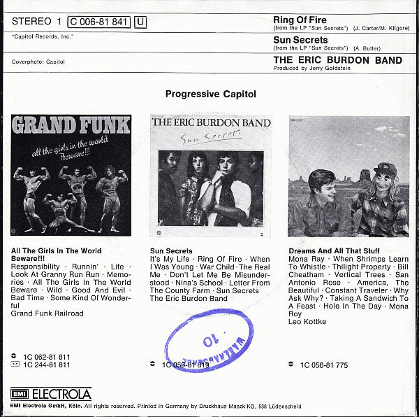 The Eric Burdon Band* : Ring Of Fire (7", Single)