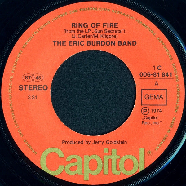 The Eric Burdon Band* : Ring Of Fire (7", Single)