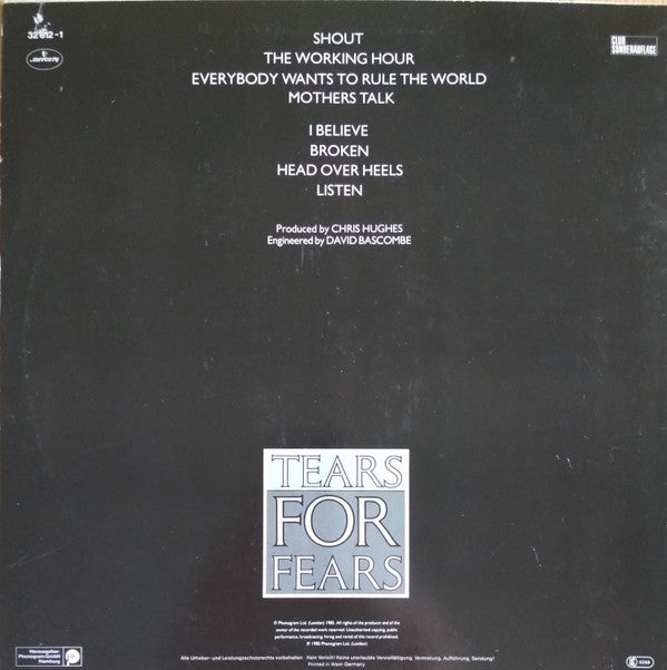 Tears For Fears : Songs From The Big Chair (LP, Album, Club)
