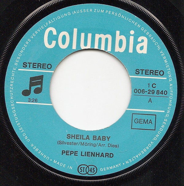 Pepe Lienhard : Sheila Baby / Jeanny Is My Memory (7", Single)
