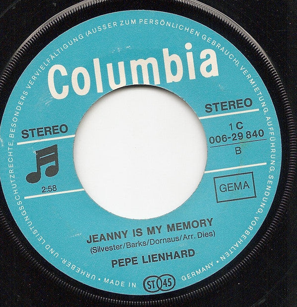 Pepe Lienhard : Sheila Baby / Jeanny Is My Memory (7", Single)