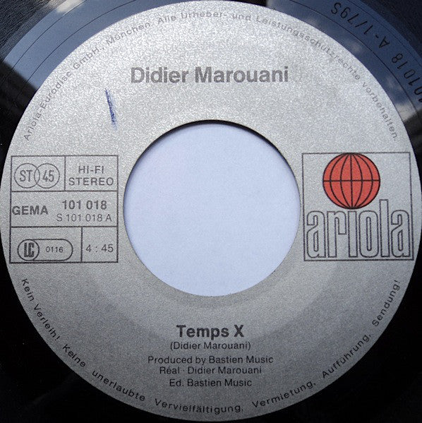Didier Marouani : Temps X (7", Single)