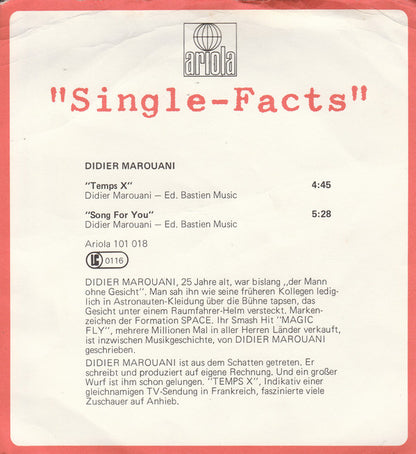 Didier Marouani : Temps X (7", Single)