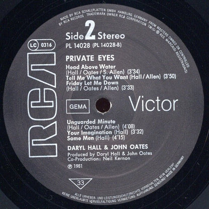 Daryl Hall & John Oates : Private Eyes (LP, Album, RP, Bla)