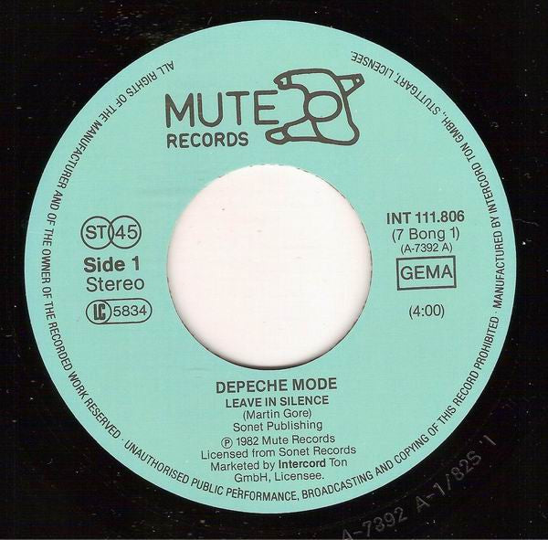 Depeche Mode : Leave In Silence (7", Single)