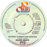 Barry White : Oh What A Night For Dancing (7", Single)