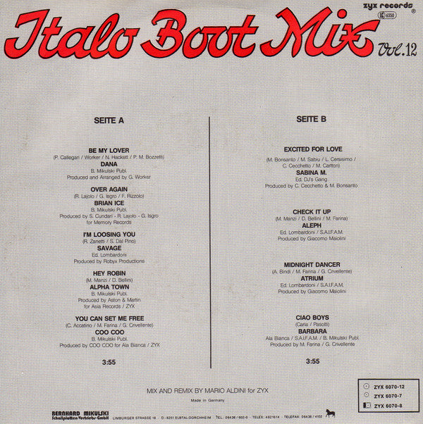 Various : Italo Boot Mix Vol. 12 (7", Single, Mixed)