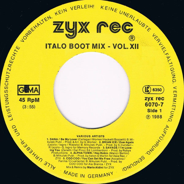 Various : Italo Boot Mix Vol. 12 (7", Single, Mixed)