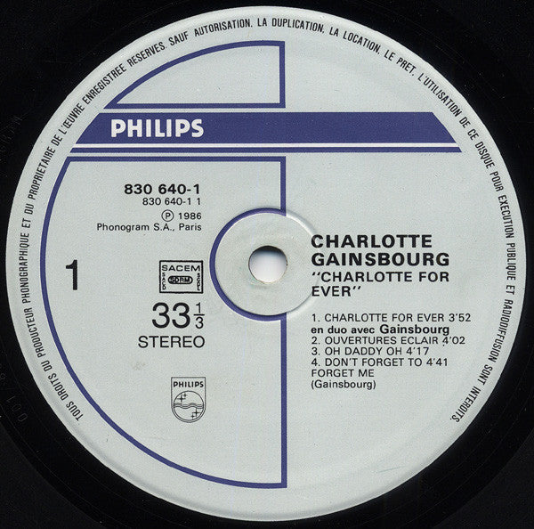 Charlotte Gainsbourg : Charlotte For Ever (LP, Album, Emb)