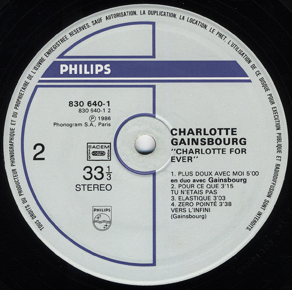 Charlotte Gainsbourg : Charlotte For Ever (LP, Album, Emb)