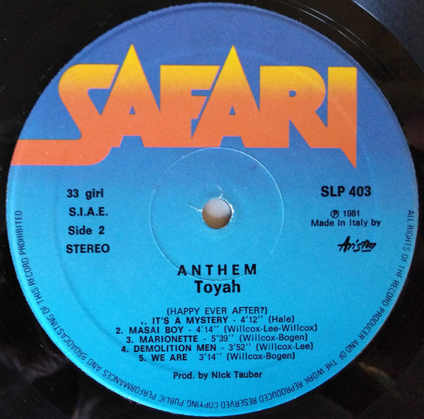 Toyah (3) : Anthem (LP, Album)