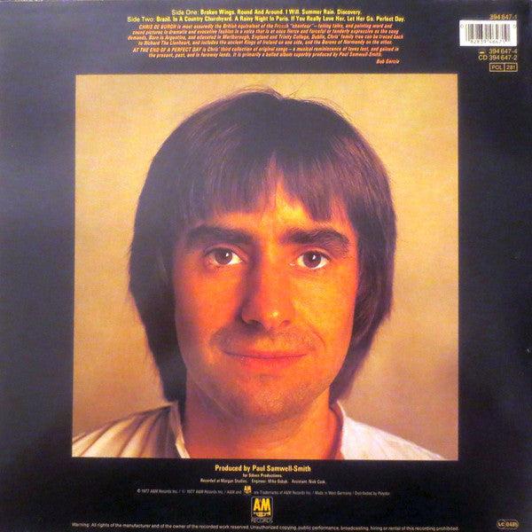 Chris de Burgh : At The End Of A Perfect Day (LP, Album, RE)
