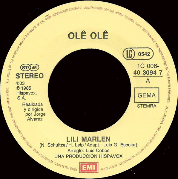 Ole Ole : Lili Marlen (7", Single)