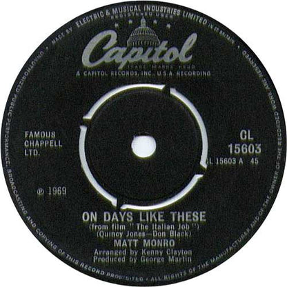 Matt Monro : On Days Like These (7", Single, Bla)