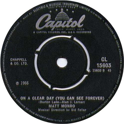 Matt Monro : On Days Like These (7", Single, Bla)