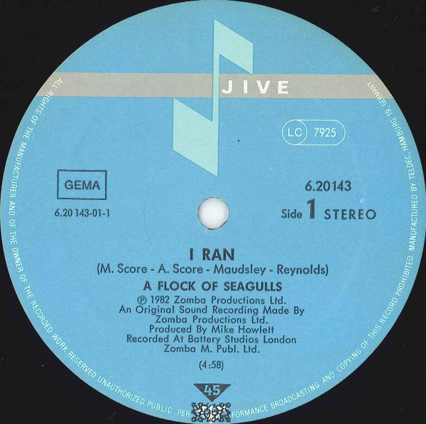 A Flock Of Seagulls : I Ran (12", Single)