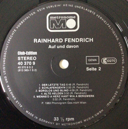 Rainhard Fendrich : Auf Und Davon. (LP, Album, Club)
